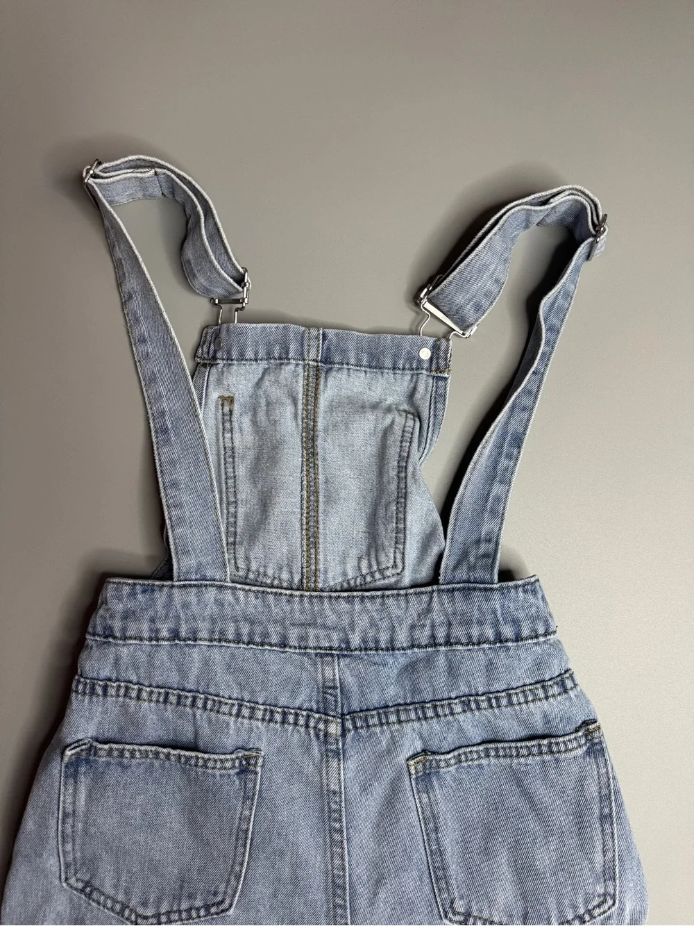 SHEIN Light Blue Denim Short Overalls